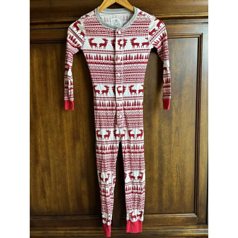Crew Cuts 7 Pajamas Long Johns Christmas Reindeer Holiday One Piece